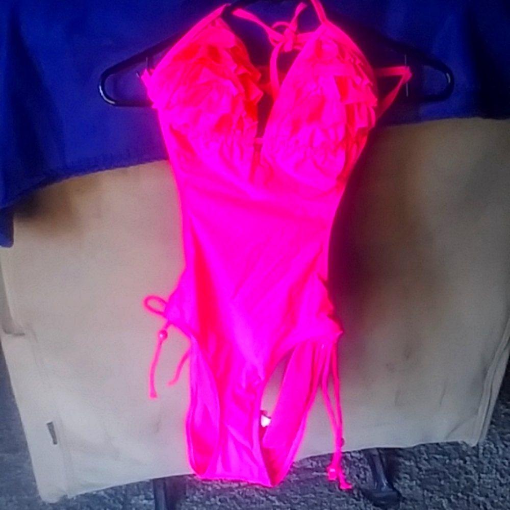 Hot pink one piece sexy bathing suit